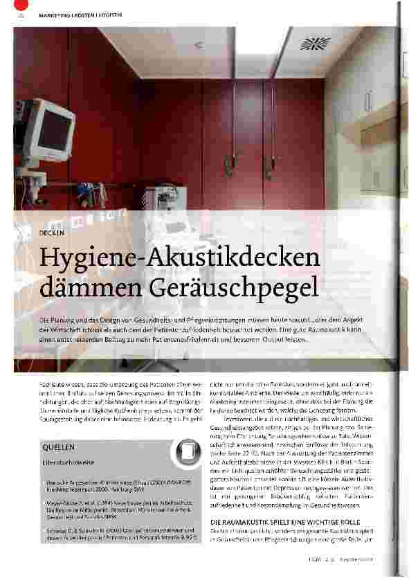 Vorschauseite 1: Hygiene-Akustikdecken dämmen Geräuschpegel