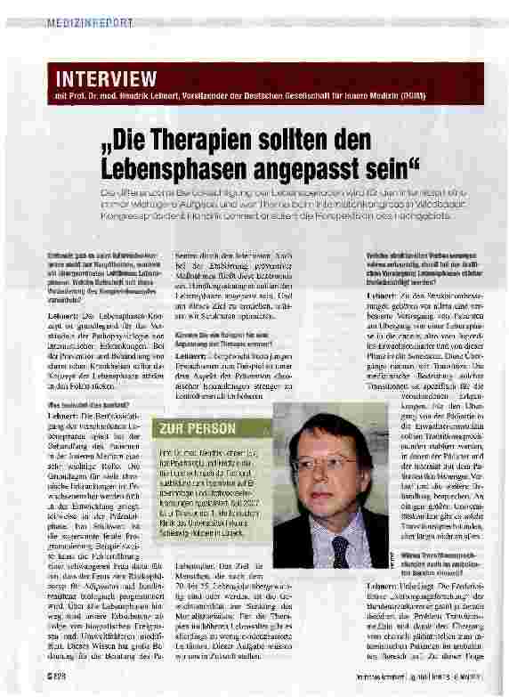 Vorschauseite 1: „Die Therapien sollten den Lebensphasen angepasst sein