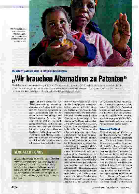 Vorschauseite 1: „Wir brauchen Alternativen zu Patenten