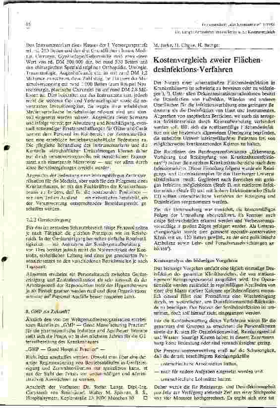 Vorschauseite 1: Kostenvergleich zweier Flächendesinfektions - Verfahren