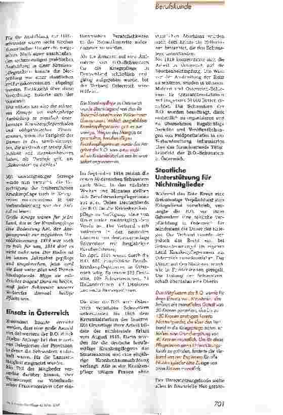 Vorschauseite 2: Die Berufsorganisation der Krankenpflegerinnen Deutschlands (1903 bis 1918) - 7. Teil: Die Regression und der Wandel im Ersten Weltkrieg (Schluss) -