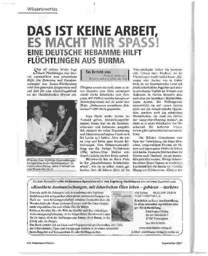Vorschauseite 1: DAS IST KEINE ARBEIT, ES MACHT MIR SPASSEINE DEUTSCHE HEBAMME HILFT FLÜCHTUNGEN AUS BURMA