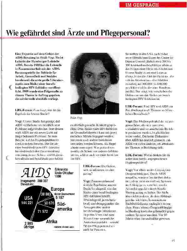 Vorschauseite 2: Behandlung von HIV-Infizierten und AIDS-Kranken: Wie gefährdet sind Ärzte und Pflegepersonal?