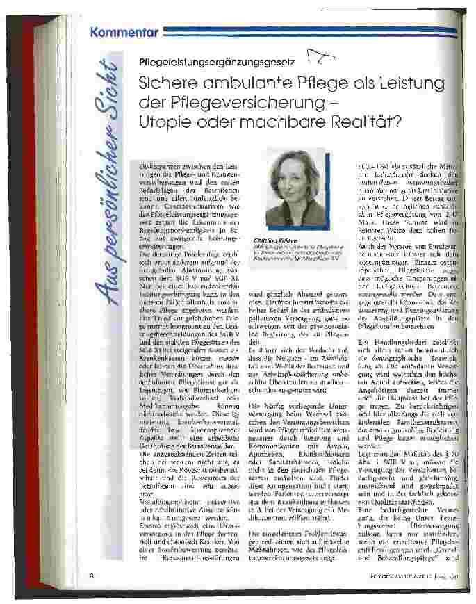 Vorschauseite 1: Sichere ambulante Pflege als Leistung der Pflegeversicherung - Utopie oder machbare Realität? Pflegeleistungsergänzungsgesetz
