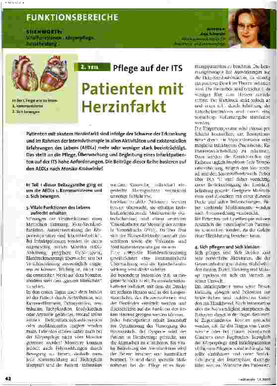 Vorschauseite 1: Patienten mit Herzinfarkt Pflege auf der ITS, 2. Teil