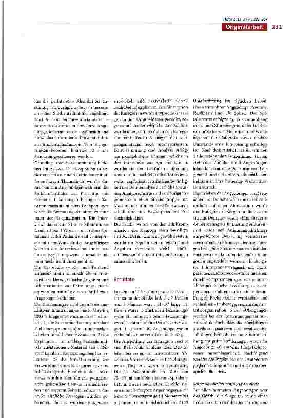 Vorschauseite 3: Wie Angehörige von Patientinnen mit Demenz deren Aufenthalt auf einer Akutstation und ihre eigene Zusammenarbeit mit Fachpersonen erleben: Eine qualitative Studie