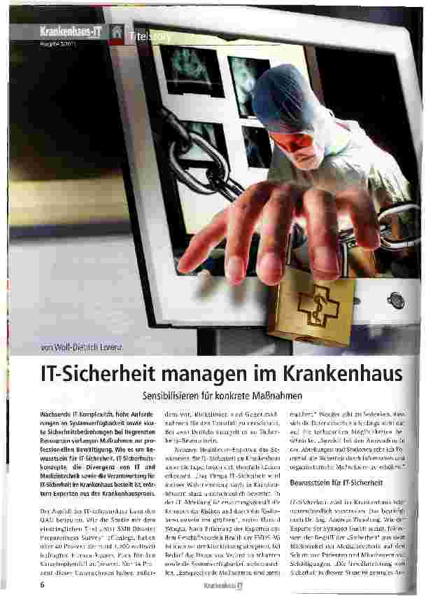 Vorschauseite 1: IT-Sicherheit managen im Krankenhaus