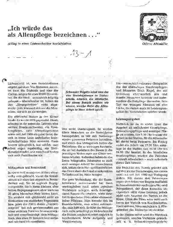 Vorschauseite 1: Ich würde das als Altenpflege bezeichnen ...
