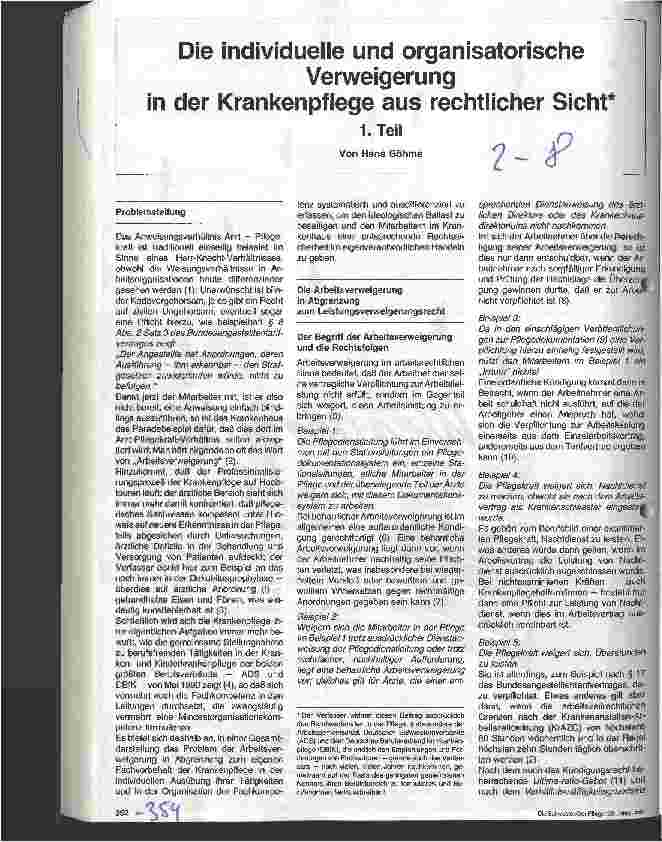 Vorschauseite 1: Die individuelle und organisatorische Verweigerung in der Krankenpflege aus rechtlicher Sicht