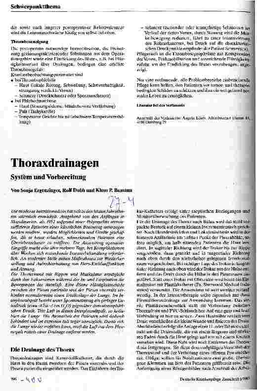 Vorschauseite 1: Thoraxdrainagen - System und Vorbereitung