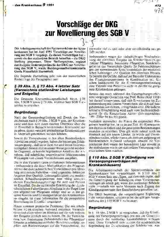 Vorschauseite 1: Vorschläge der DKG zur Novellierung des SGB V