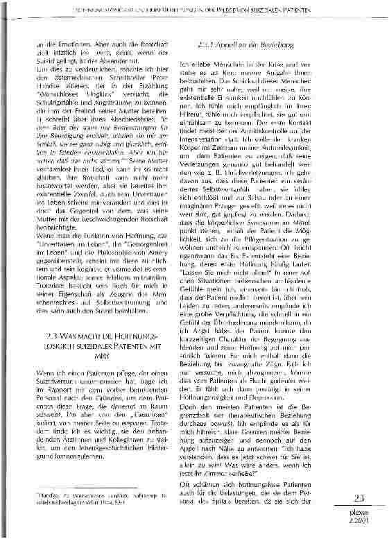 Vorschauseite 6: Hoffnungslosigkeit und ihre Bedeutung in der Pflege von suizidalen Patienten