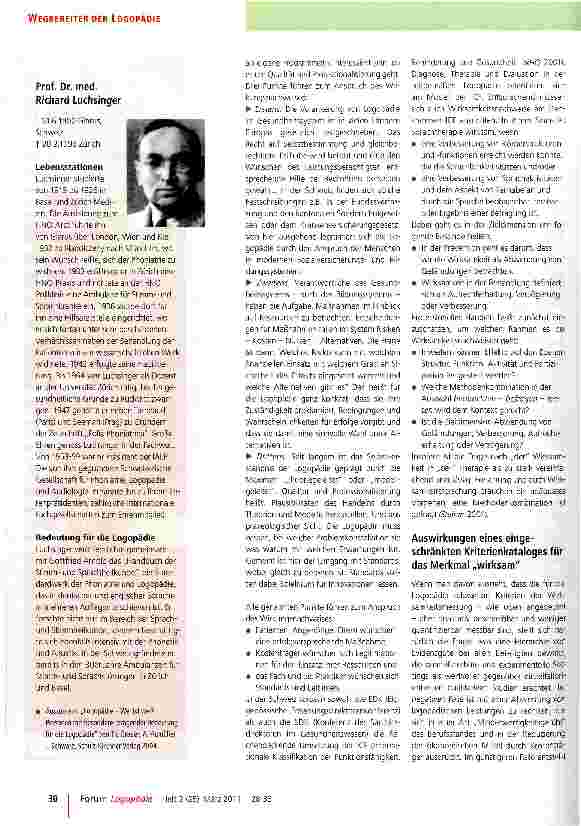 Vorschauseite 3: Logopädie und WirksamkeitBestandsaufnahme und Perspektive-ein Diskussionsbeitrag