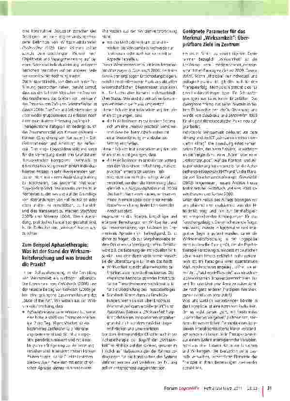Vorschauseite 4: Logopädie und WirksamkeitBestandsaufnahme und Perspektive-ein Diskussionsbeitrag