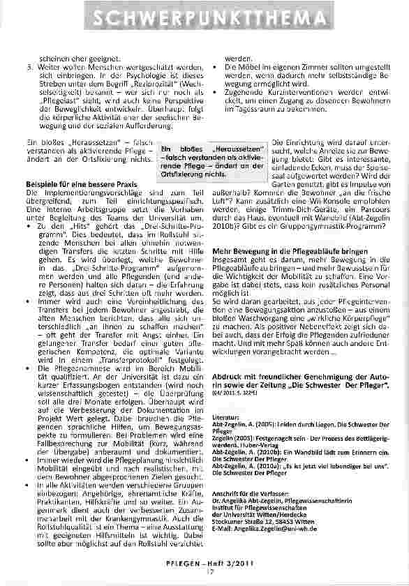 Vorschauseite 3: MOBIL IM PFLEGEHEIM Bewegungsförderung
