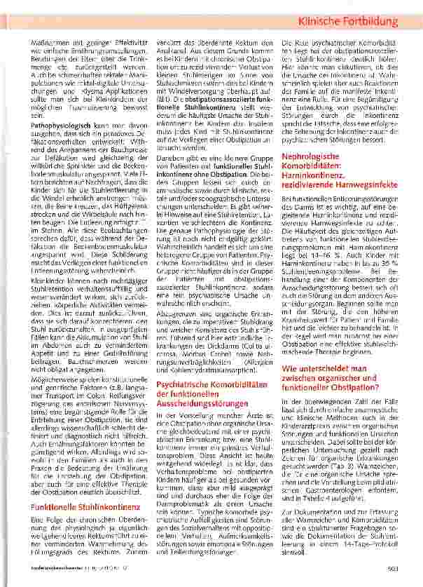 Vorschauseite 2: Obstipation und funktioneile Stuhlinkontinenz bei Kindern und Jugendlichen