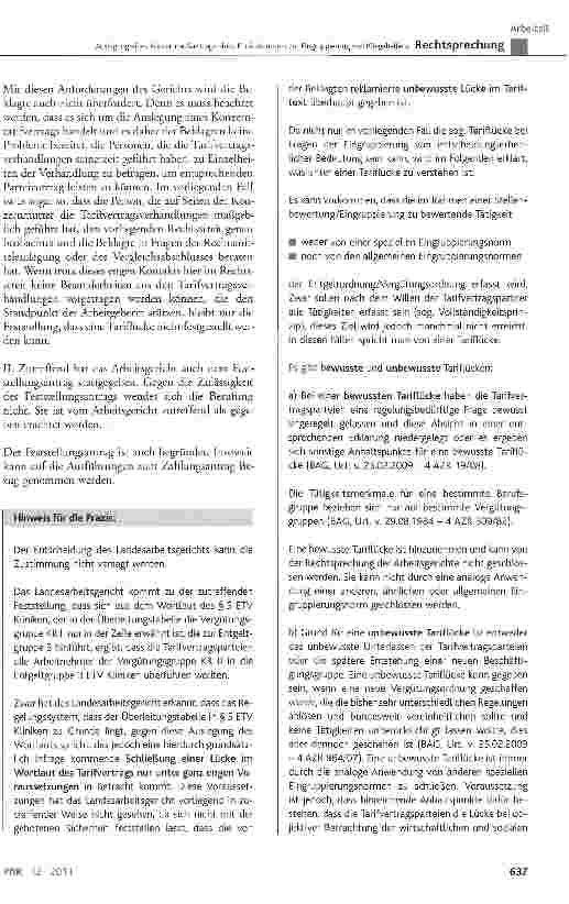 Vorschauseite 6: Auslegung eines Konzerntarifvertrags eines Klinik-Konzerns zur Eingruppierung von Pflegehelfern TVG §1