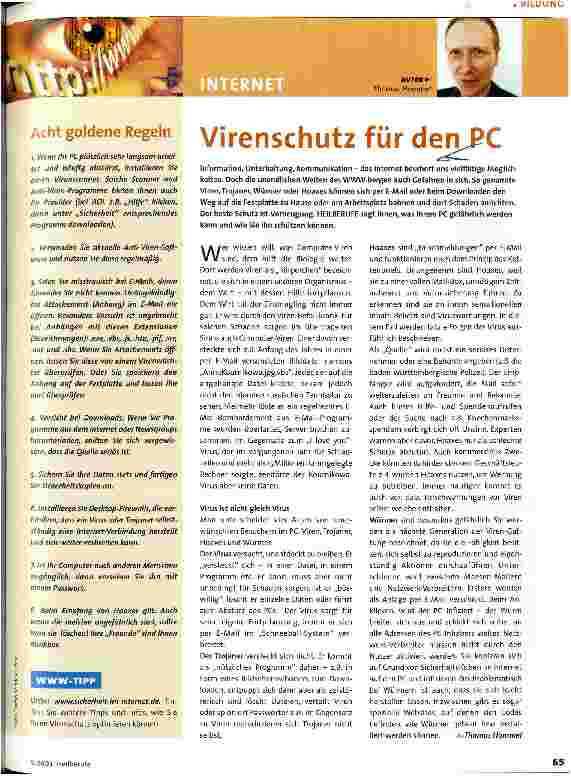 Vorschauseite 1: Virenschutz für den PC