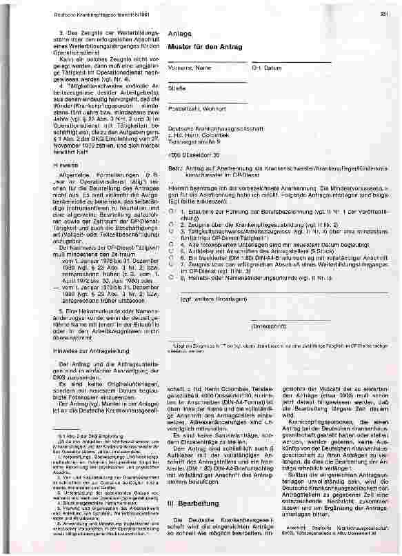 Vorschauseite 2: Anerkennung als Pflegekraft für den Operationsdienst durch die Deutsche Krankenhausgesellschaft