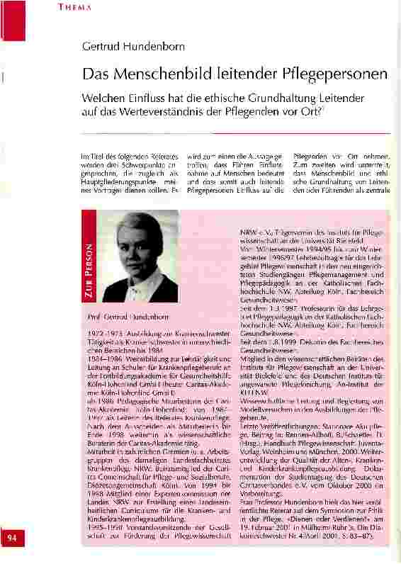 Vorschauseite 1: Das Menschenbild leitender Pflegepersonen