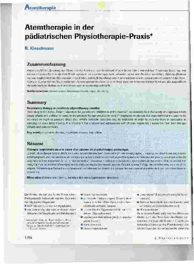 Vorschauseite 1: Atemtherapie in der pädiatrischen Physiotherapie-Praxis