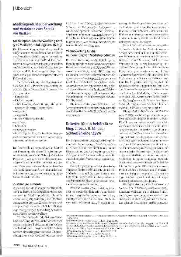 Vorschauseite 2: Behördliche Eingriffsrechte bei Mängeln der Medizinprodukteaufbereitung in einer ZSVA