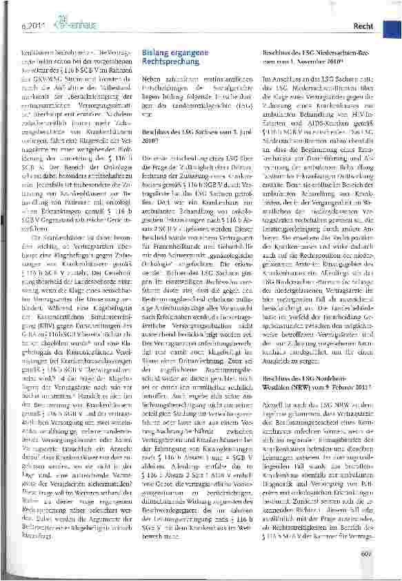 Vorschauseite 2: Klagebefugnis der Vertragsärzte gegen Krankenhauszulassungen gemäß § 116 b SGB V?