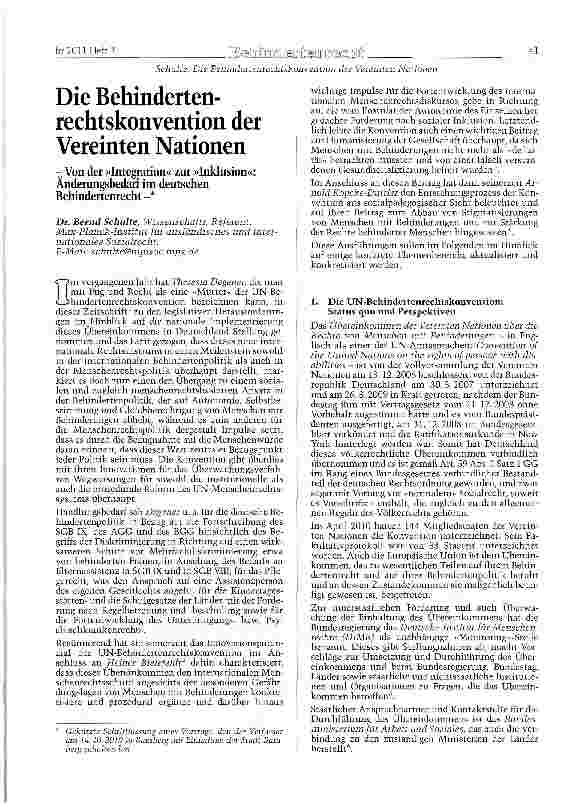Vorschauseite 1: Die Behindertenrechtskonvention der Vereinten Nationen