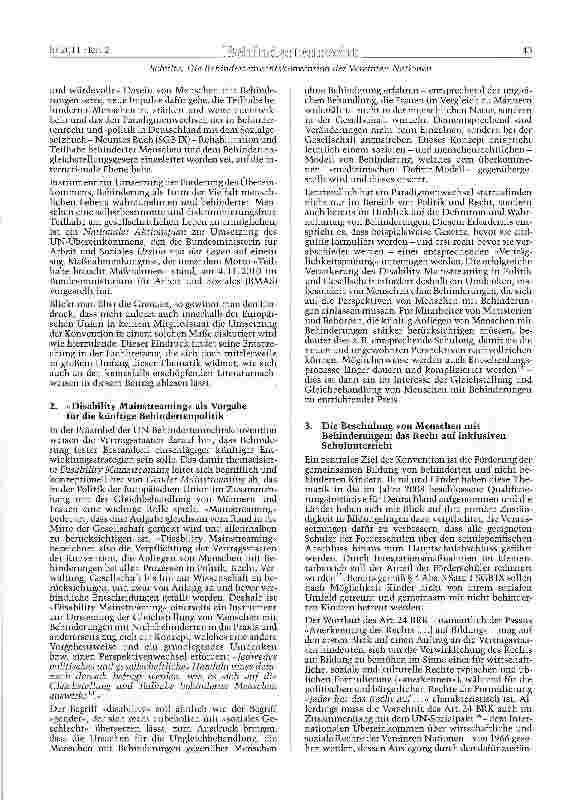 Vorschauseite 3: Die Behindertenrechtskonvention der Vereinten Nationen