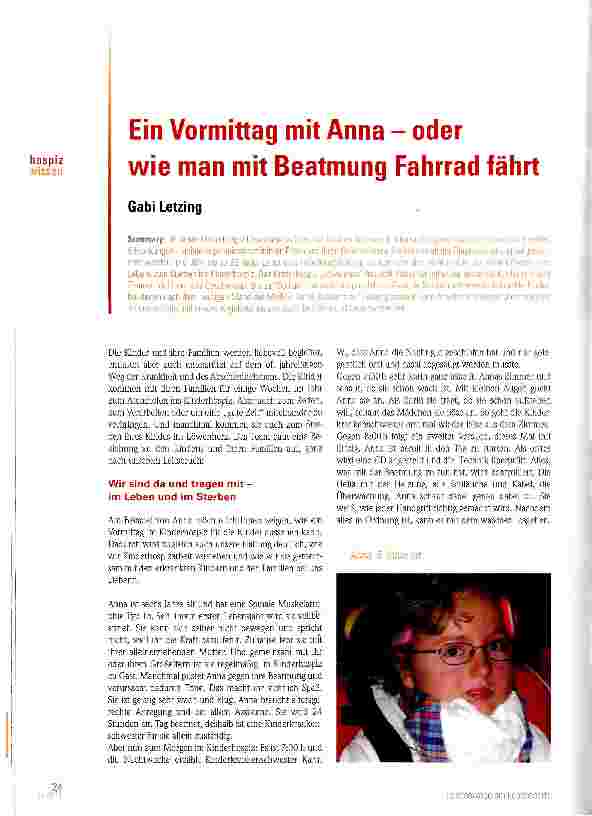 Vorschauseite 1: Ein Vormittag mit Anna - oder wie man mit Beatmung Fahrrad fährt