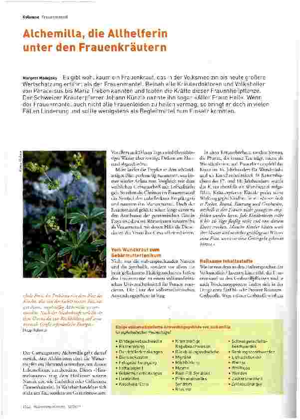 Vorschauseite 1: Atchemilla, die Allhelferin unter den Frauenkräutern