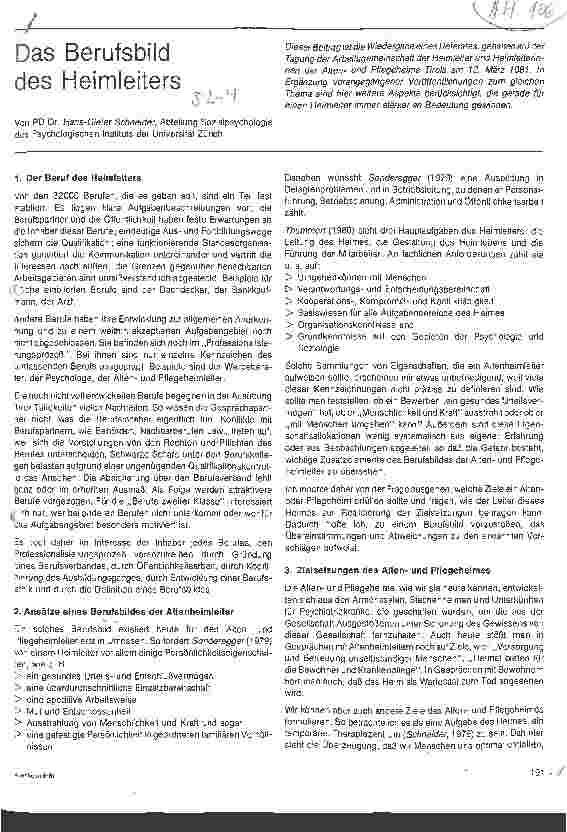 Vorschauseite 1: Das Berufsbild des Heimleiters