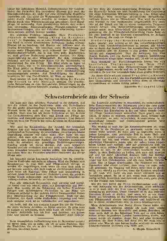 Vorschauseite 4: Bericht über den Lehrgang für leitende Schwestern vom 31. 10-3. 11. 1950 in Berlin