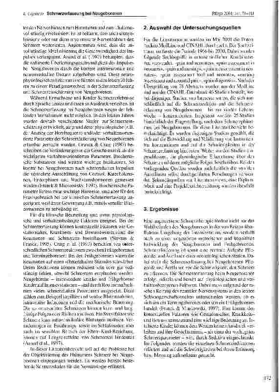 Vorschauseite 2: Schmerzerfassung bei Neugeborenen - Eine Literaturübersicht