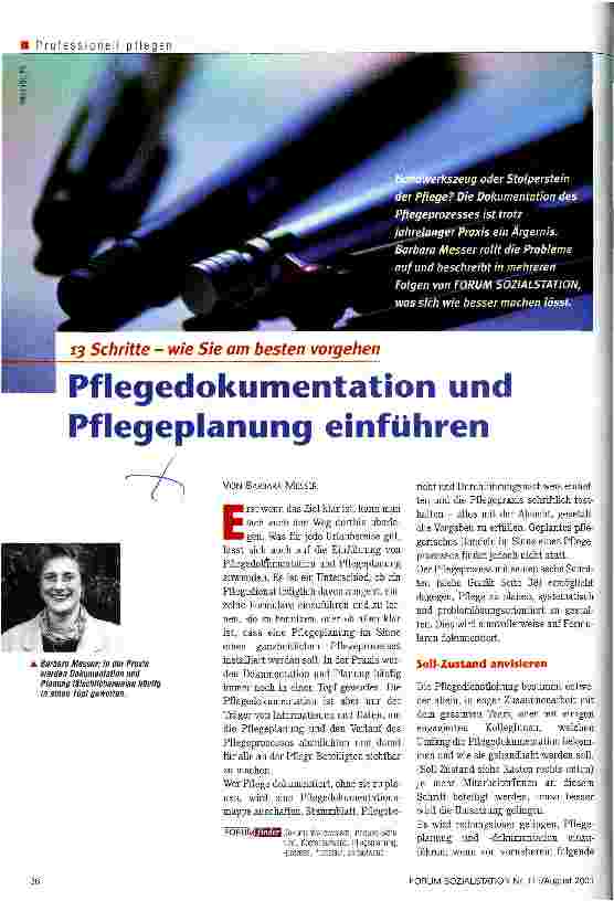 Vorschauseite 1: Pflegedokumentation und Pflegeplanung einführen 13 Schritte - wie Sie am besten vorgehen