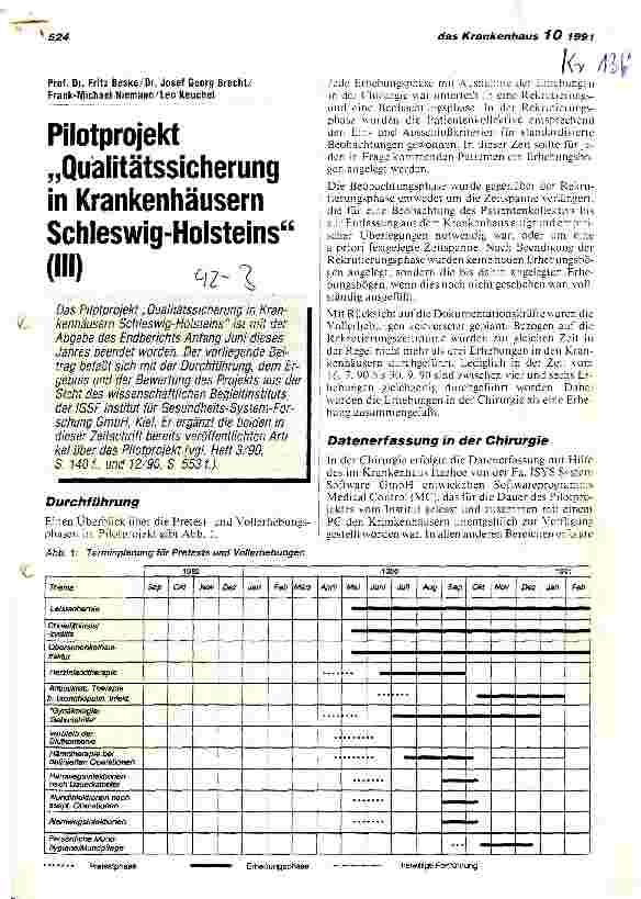 Vorschauseite 1: Pilotprojekt Qualitätssicherung in Krankenhäusern Schleswig-Holsteins (III)