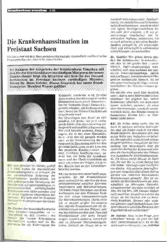 Vorschauseite 1: Die Krankenhaussituation im Freistaat Sachsen
