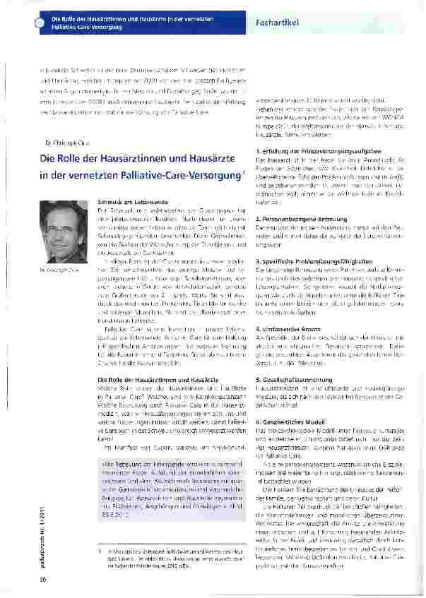 Vorschauseite 1: Die Rolle der Hausärztinnen und Hausärzte in der vernetzten Palliative-Care-Versorgung