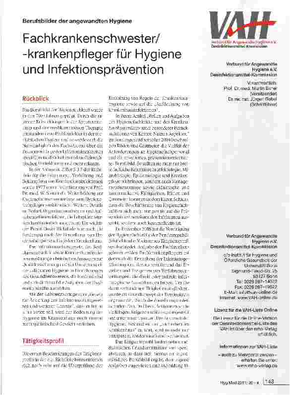 Vorschauseite 1: Fachkrankenschwester/ -krankenpflegerfür Hygiene und Infektionsprävention