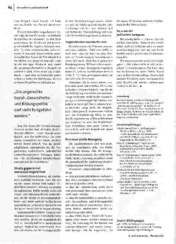 Vorschauseite 4: Public Health und das Verhältnis von Gesundheit und Gesellschaft