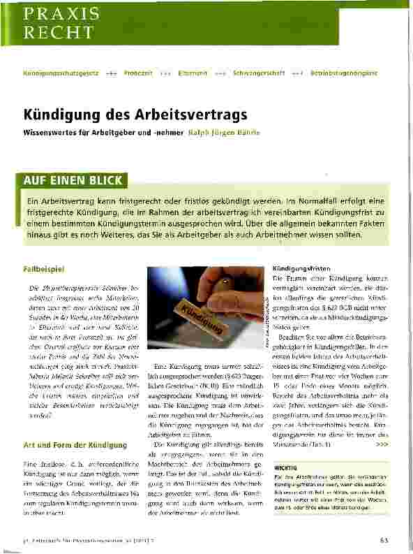 Vorschauseite 1: Kündigung des Arbeitsvertrags