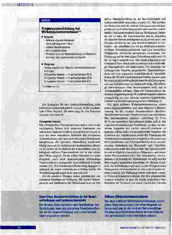 Vorschauseite 4: Behandlung von Wirbelsäulenmetastasen
