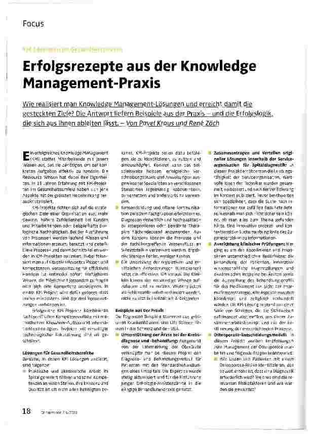 Vorschauseite 1: Erfolgsrezepte aus der Knowledge Management-Praxis