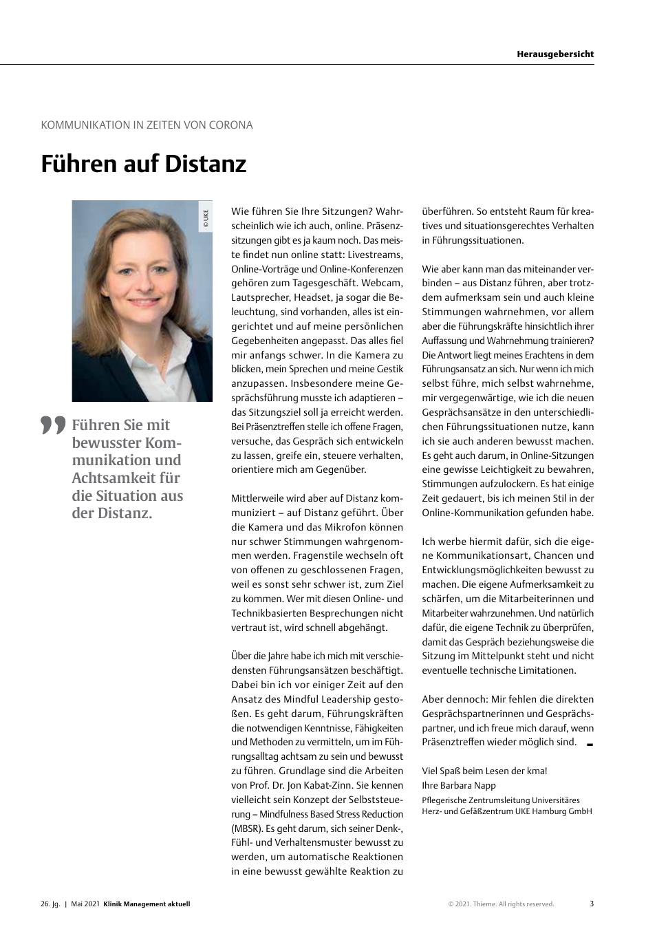 Vorschauseite 1: Kommunikation in Zeiten von Corona: Führen auf Distanz