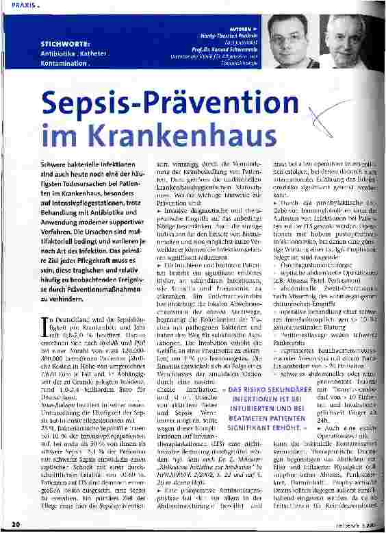 Vorschauseite 1: Sepsis-Prävention im Krankenhaus