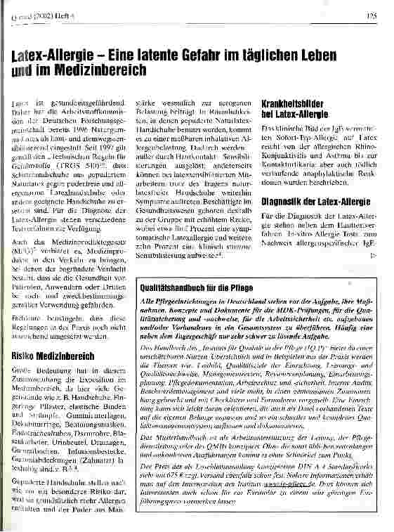 Vorschauseite 1: Latex-Allergie - Eine latente Gefahr im täglichen Leben und im Medizinbereich