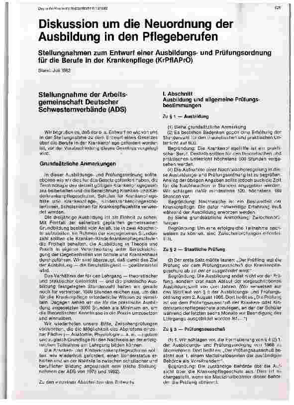 Vorschauseite 1: Diskussion um die Neuordnung der Ausbildung in den Pflegeberufen