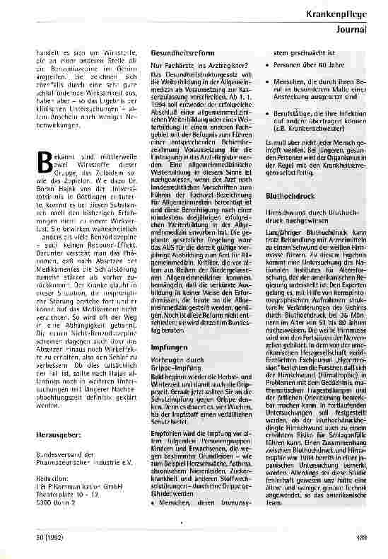 Vorschauseite 2: Schlafstörungen: Verschiedene Schlafmittel sorgen individuell angepaßt für eine sichere Nachtruhe