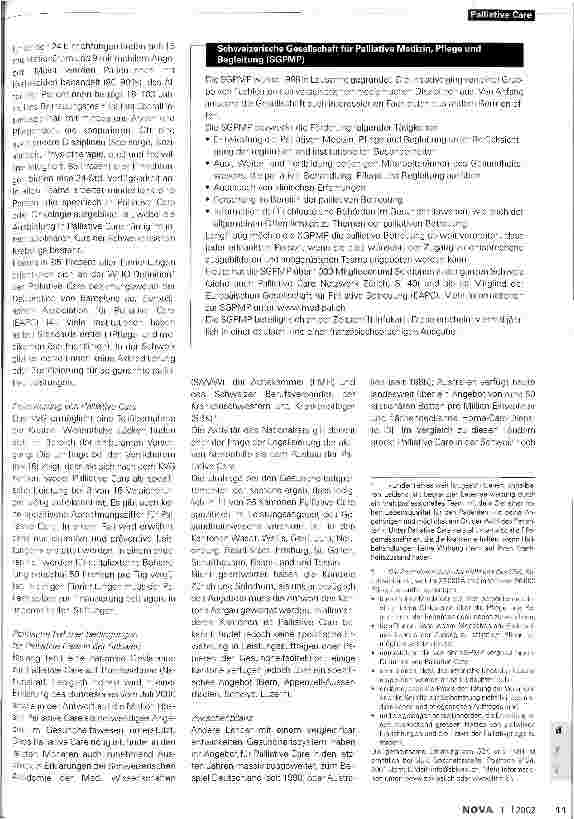 Vorschauseite 2: Wo steht die Schweiz heute? Stand und Standards der Palliative Care