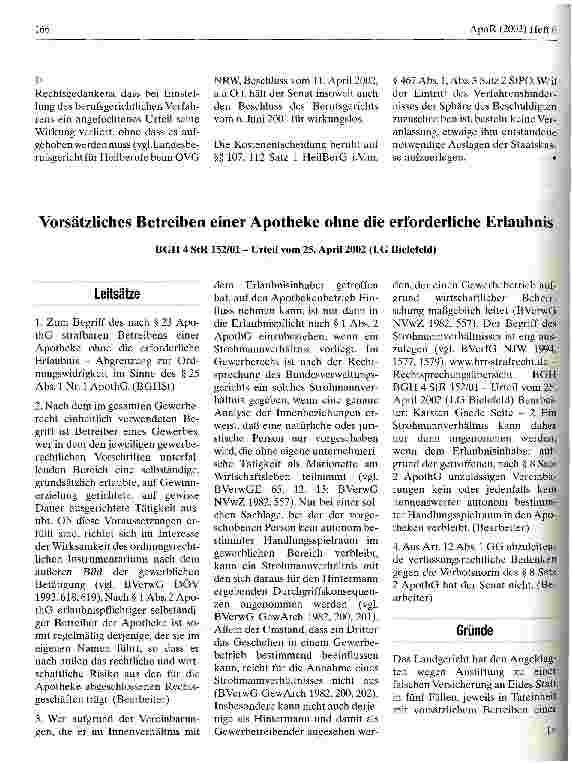 Vorschauseite 3: Einstellung des berufsgerichtlichen Verfahrens wegen Beendigung der Tätigkeit als Apotheker und Verlegung des Wohnsitzes aus dem Bereich der landesrechtlichen Berufsgerichtsbarkei…